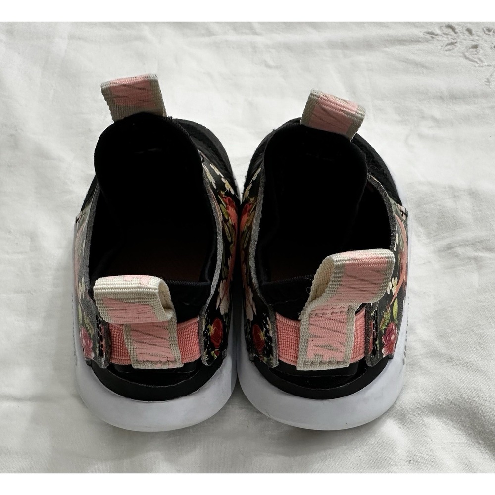 Nike Youth Flex Runner Shoe Size 6 C Slip On Black Floral Pink - Picture 5 of 7